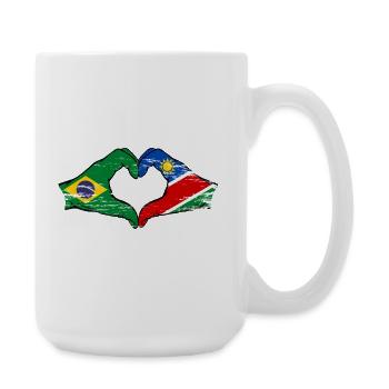 Brazil Namibia Flag Hands Heart Shape - Large Mug 440 ml - white - Right