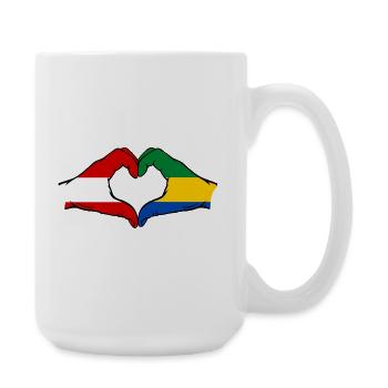 Austria Gabon Flag Hands Heart Shape Used - Large Mug 440 ml - white - Right