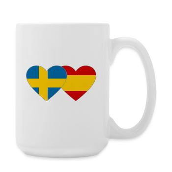 Schweden Spanien Flagge Herz - Große Tasse 440 ml - Weiß - Rechts