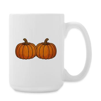 Two pumpkins in the autumn light - Large Mug 440 ml - white - Right