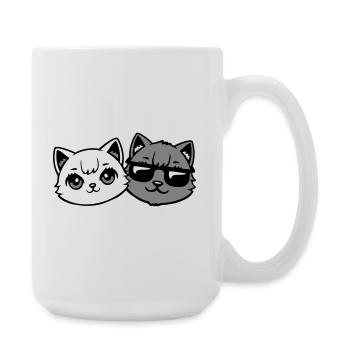 Süße Kätzchen Cooles Katerpaar Schwarz-Weiß Katzen - Große Tasse 440 ml - Weiß - Rechts