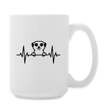 Meerkat heartbeat illustration - Large Mug 440 ml - white - Right