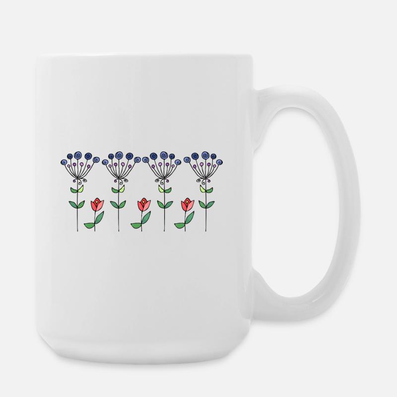 Blumen - Große Tasse 440 ml - Weiß