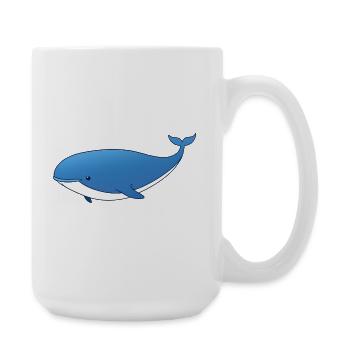 Blue Whale Cartoon - Large Mug 440 ml - white - Right