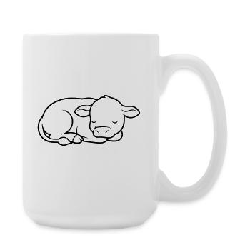 Schlafendes Kälbchen Kuh Baby Süß - Große Tasse 440 ml - Weiß - Rechts