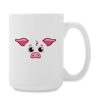 Süßes Schweinegesicht minimalistische rosa Tierkunst - Große Tasse 440 ml - Weiß - Rechts