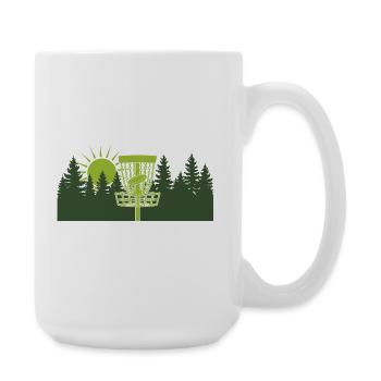 Disc Golf Sonnenaufgang im Wald - Große Tasse 440 ml - Weiß - Rechts