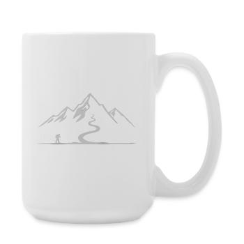 Wandern Berge Trekking Wanderer Outdoor Natur Wald - Große Tasse 440 ml - Weiß - Rechts