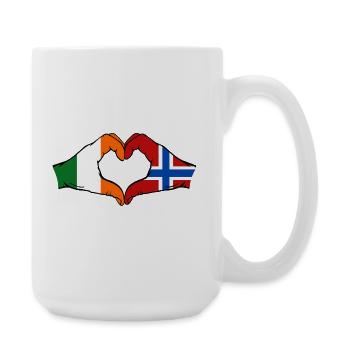 Ireland Norway Flag Hands Heart Shape - Large Mug 440 ml - white - Right