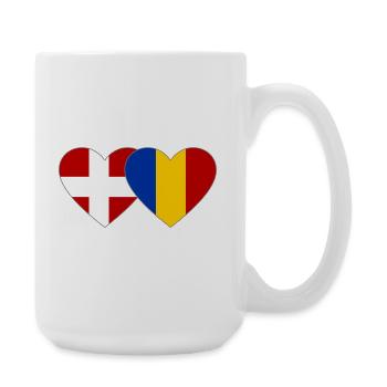 Cœur du drapeau Danemark-Roumanie - Grande tasse 440 ml - blanc - Droite
