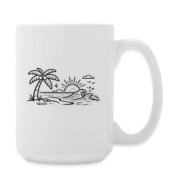 Tropical Palm Wave Line Art - Large Mug 440 ml - white - Right