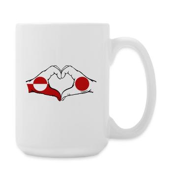 Greenland Japan Flag Hands Heart Shape - Large Mug 440 ml - white - Right