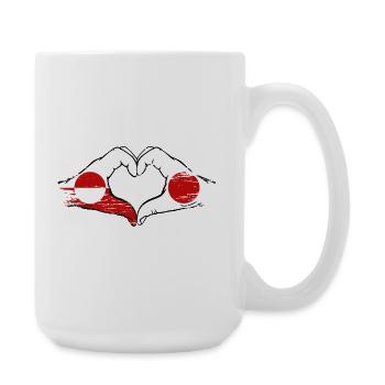 Drapeau du Groenland-Japon Mains en forme de cœur utilisé - Grande tasse 440 ml - blanc - Droite