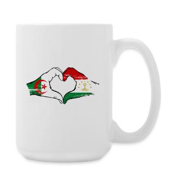 Tajikistan Algeria flag hands heart shape used - Large Mug 440 ml - white - Right