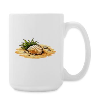 Seashell Beach Illustration Maritime Coastal Motif - Large Mug 440 ml - white - Right