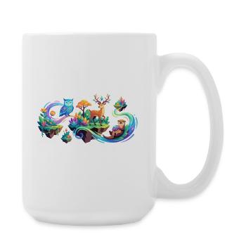 Magische Tiere Zauberwald cooles Kinder Wald Motiv - Große Tasse 440 ml - Weiß - Rechts