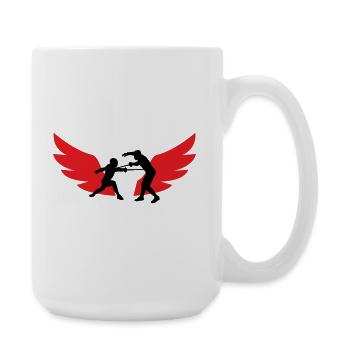 Geflügelter Fechter: Die Geschwindigkeit von Schwert und Eisen - Große Tasse 440 ml - Weiß - Rechts