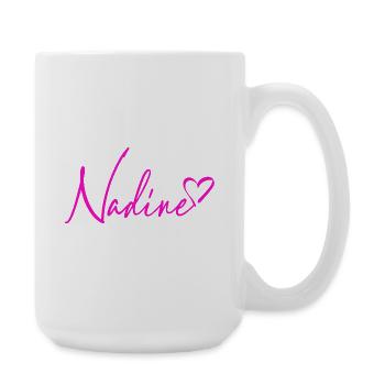 Nadine Signatur Neon Pink - Große Tasse 440 ml - Weiß - Rechts