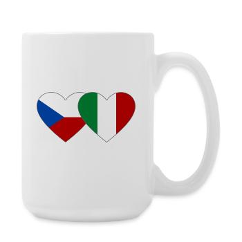 Tschechien Italien Flagge Herz - Große Tasse 440 ml - Weiß - Rechts