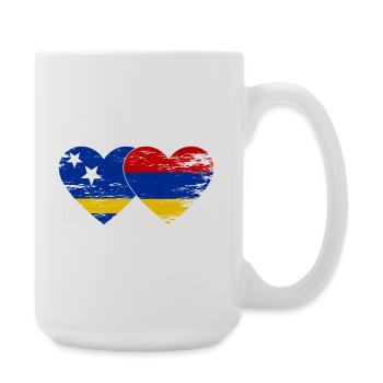 Curacao Armenia flag heart used - Large Mug 440 ml - white - Right
