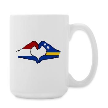 Holland Curacao Flagge Hände Herzform used - Große Tasse 440 ml - Weiß - Rechts
