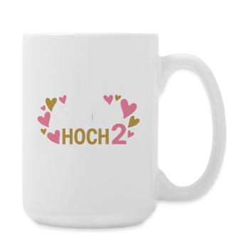 Hoch 2 Herz Zwillinge Zweifache Mutter - Große Tasse 440 ml - Weiß - Rechts