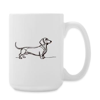 Chemise minimaliste teckel en une ligne avec un teckel - Grande tasse 440 ml - blanc - Droite