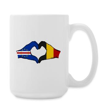 Drapeau du Cap-Vert Belgique Mains en forme de cœur - Grande tasse 440 ml - blanc - Droite