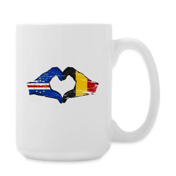 Kap Verde Belgien Flagge Hände Herzform used - Große Tasse 440 ml - Weiß - Rechts