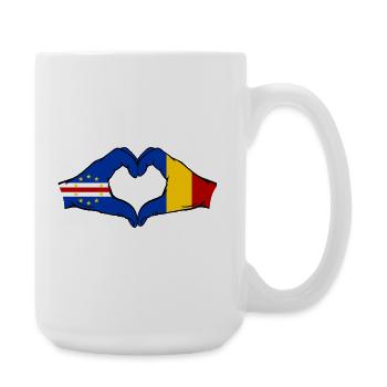 Kap Verde Rumänien Flagge Hände Herzform - Große Tasse 440 ml - Weiß - Rechts