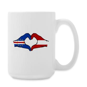 Kap Verde Österreich Flagge Hände Herzform - Große Tasse 440 ml - Weiß - Rechts