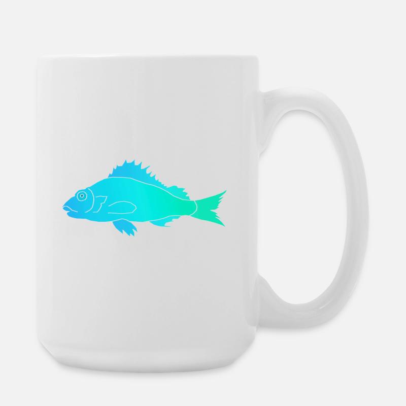 Fish with a serrated fin - Large Mug 440 ml - white