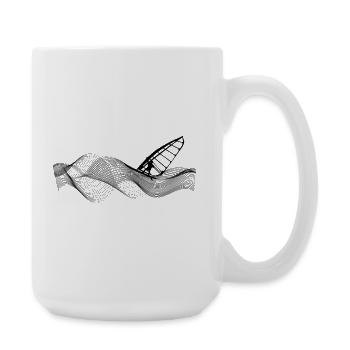 Windsurfer on wave structure - Large Mug 440 ml - white - Right