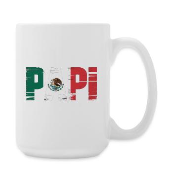 Papi Mexiko Flagge – Stolzer Vater im Latino Style - Große Tasse 440 ml - Weiß - Rechts