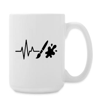 Paint Roller Heartbeat Line DIY Painter Design - Large Mug 440 ml - white - Right