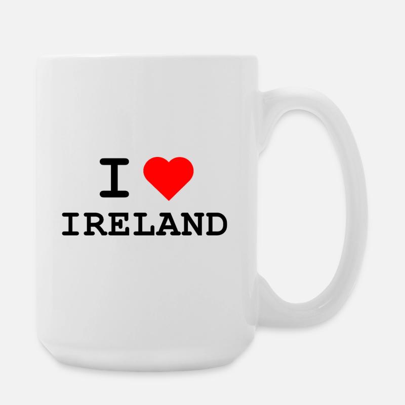 Ich liebe Irland - Design mit rotem Herz - Große Tasse 440 ml - Weiß