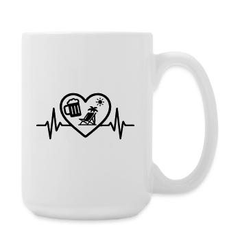 Heart, Beer, Holiday, Sun, Humor - Large Mug 440 ml - white - Right