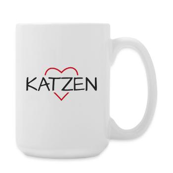 Katzen Herz I Ich liebe Katzen - Große Tasse 440 ml - Weiß - Rechts