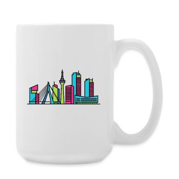 Maisons de la ligne d’horizon du canal de la ville d’Amsterdam Art en lignes - Grande tasse 440 ml - blanc - Droite
