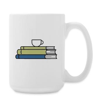 Bücherstapel Kaffeetasse Farbig - Große Tasse 440 ml - Weiß - Rechts