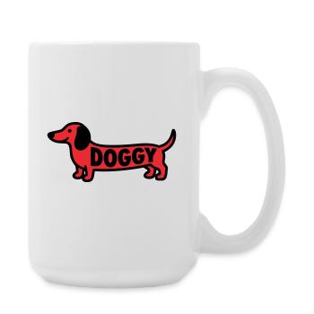Dackel Hund Doggy Spruch Rot - Große Tasse 440 ml - Weiß - Rechts