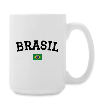 Brasilien Flagge Design Schwarz - Große Tasse 440 ml - Weiß - Rechts