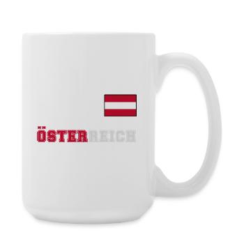 ÖSTERREICH Trikot Look - Flagge Fahne auf Brust - Große Tasse 440 ml - Weiß - Rechts