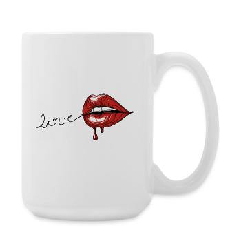 Crimson Drip - Red Lips Line Art - Grande tasse 440 ml - blanc - Droite