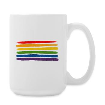 Rainbow Stripes LGBTQIA+- - Large Mug 440 ml - white - Right