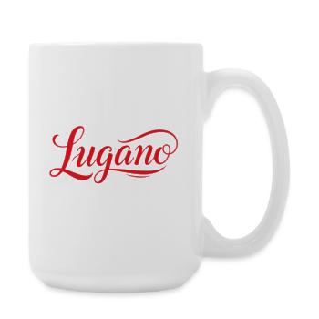 Lugano in Elegant red font with verve - Large Mug 440 ml - white - Right