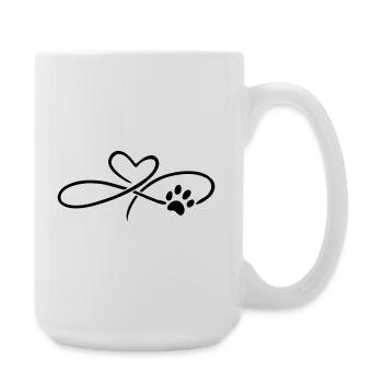 Infinity Herz mit Pfote Hund Katze - Große Tasse 440 ml - Weiß - Rechts