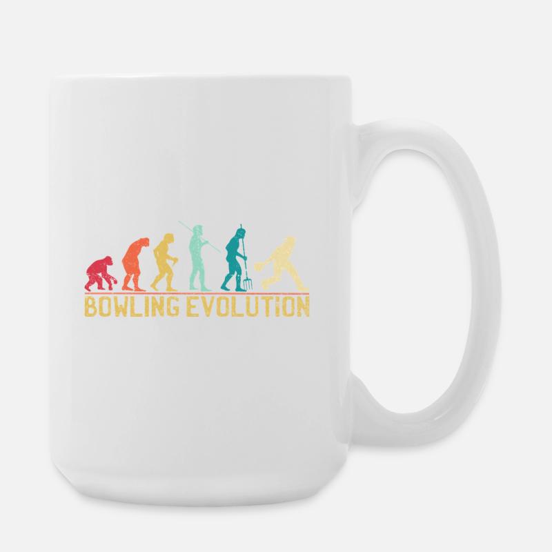 Bowlers Evolution Reise Poster - Große Tasse 440 ml - Weiß