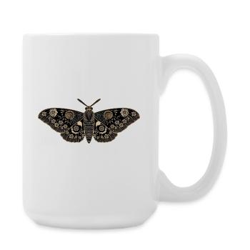 Vintage Moth – Black Gold Flowers - Large Mug 440 ml - white - Right