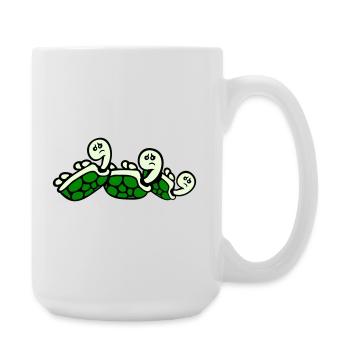 3 Schildkröten Rücken umgekippt liegend traurig - Große Tasse 440 ml - Weiß - Rechts